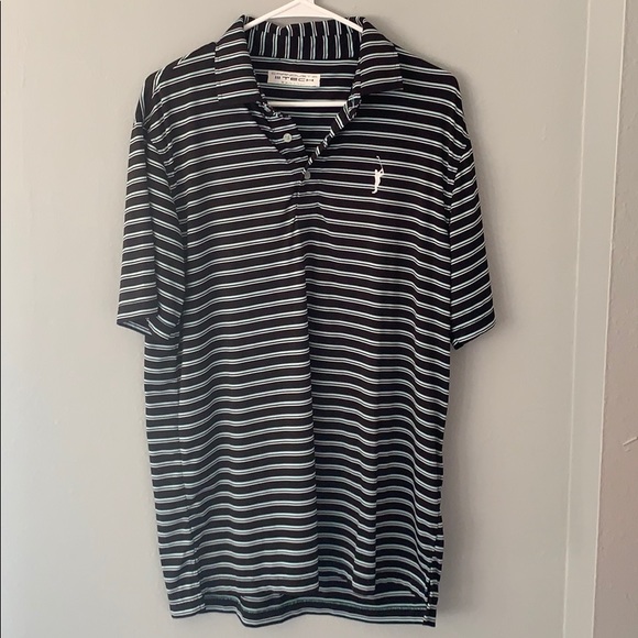 Carnoustie black polo blue/ white stripes M - Picture 1 of 3